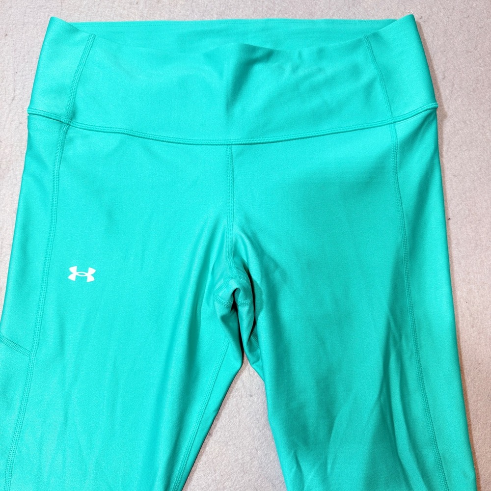 Under Armour Leggings Womens XL Teal Excellent HeatGear Compression Ruched Capri